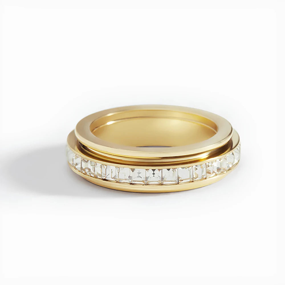 Men’s Stainless Steel Zirconia Spinner Ring - Jeglowstore