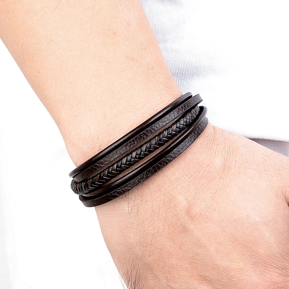 Men’s Multilayer Woven Leather Bracelet