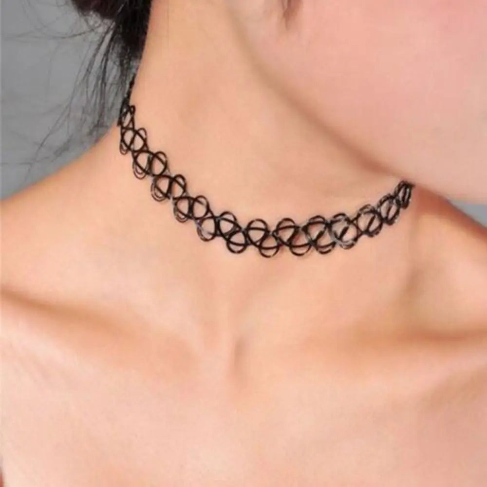 Multi-Color Tattoo Fishnet Choker - Jeglowstore
