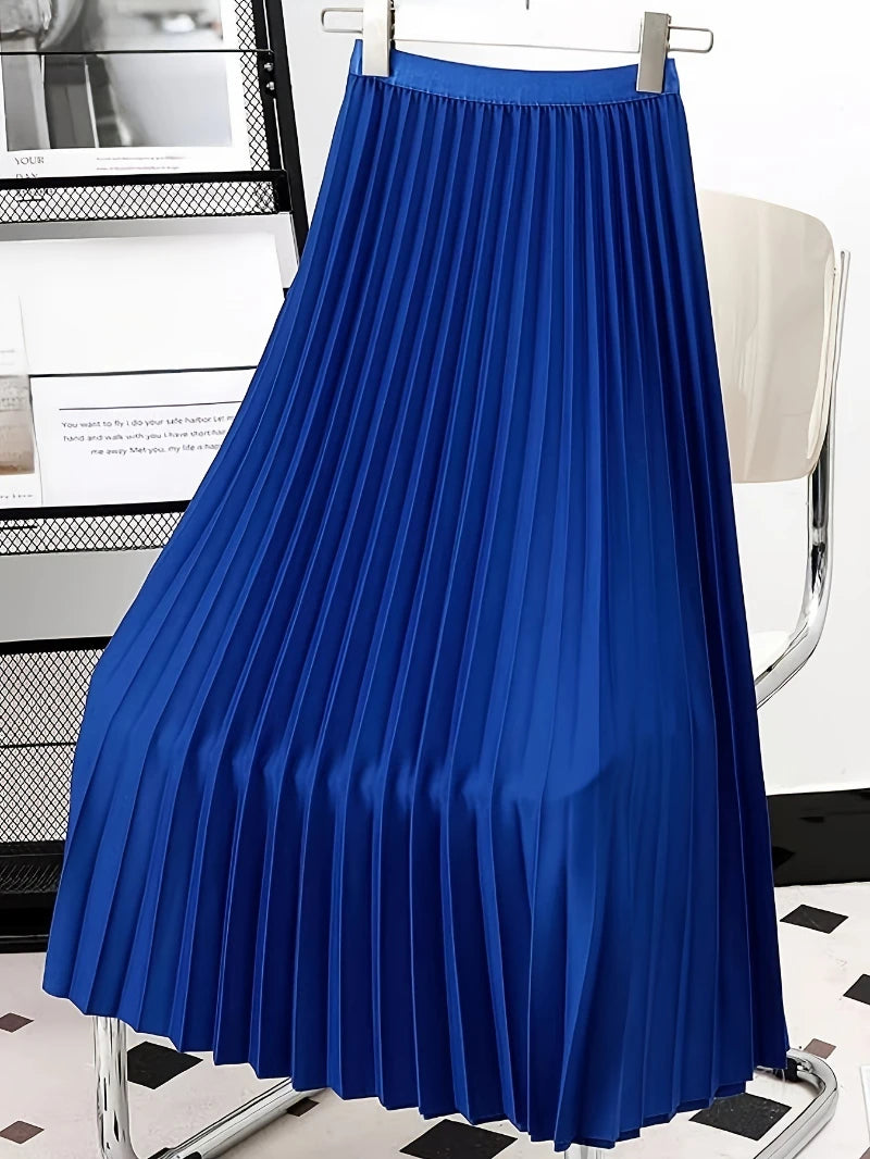 Women’s Vintage Pleated Long Skirt Casual Elegant