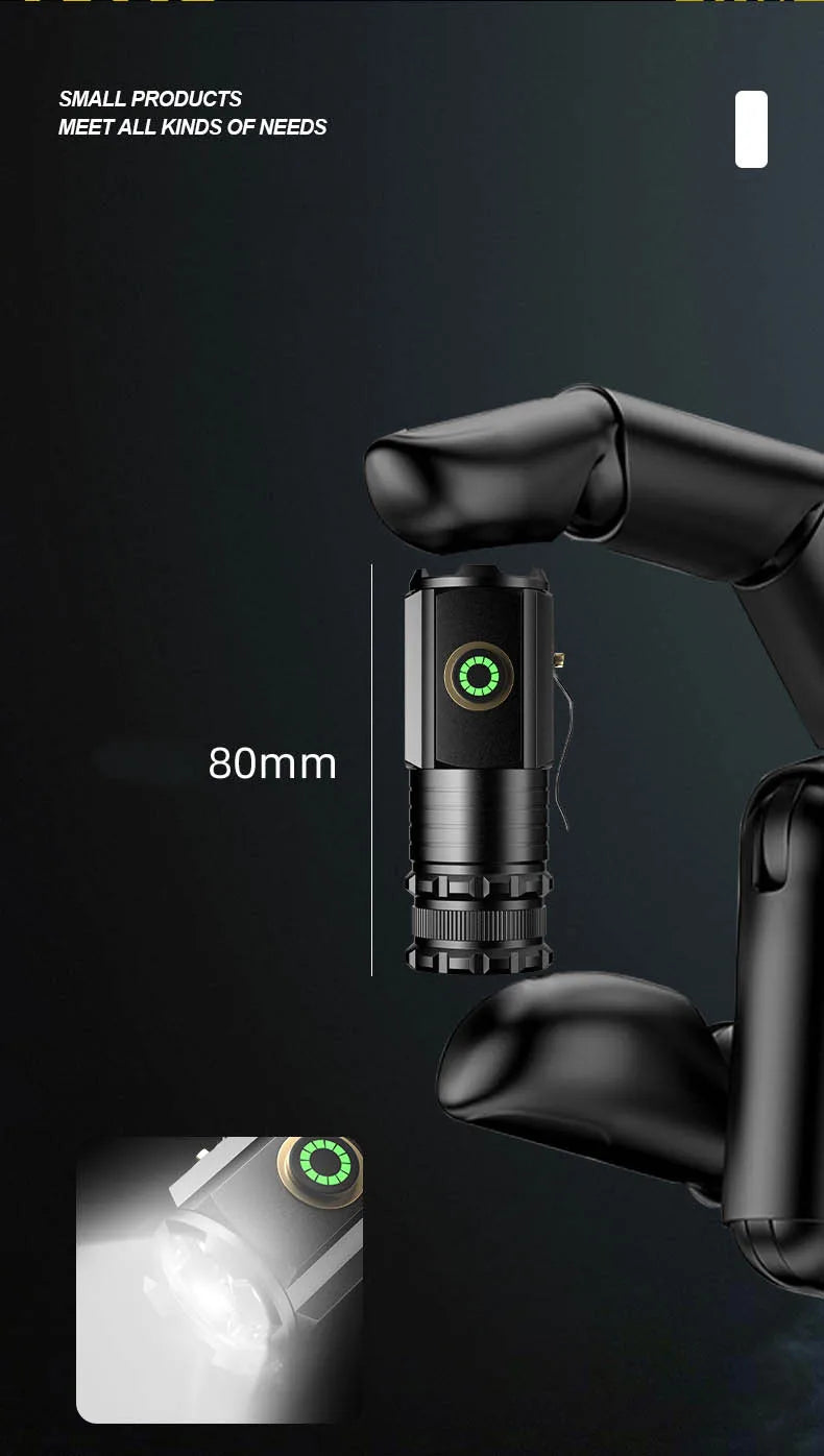 5000 MAH Powerful LED Flashlight Rechargeable Lamp Side Light Waterproof Handheld Torch Outdoor Camping Hiking