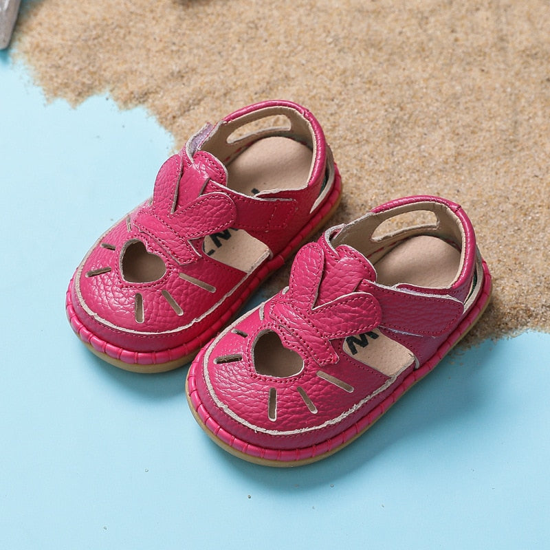 Baby Girls Boys Summer Sandals Infant Anti-collision Toddler Shoes Soft Bottom Genuine Leather Kids Children Beach Sandals