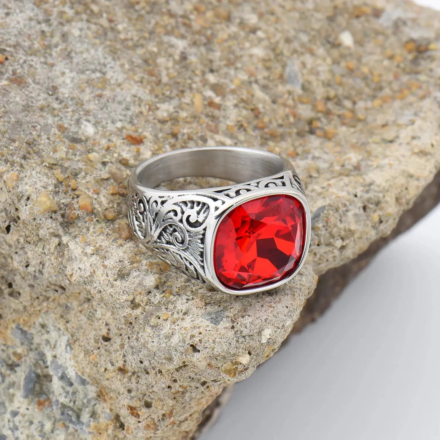 Men’s Multi-Color Stainless Steel Gemstone Ring - Jeglowstore