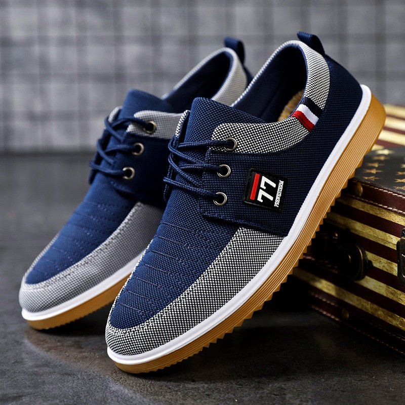 New Men's Canvas Shoes Lightweight Sports Shoes Casual Mesh Breathable Vulcanized Shoes Classic Fashion Lace Up Work Shoes 2023