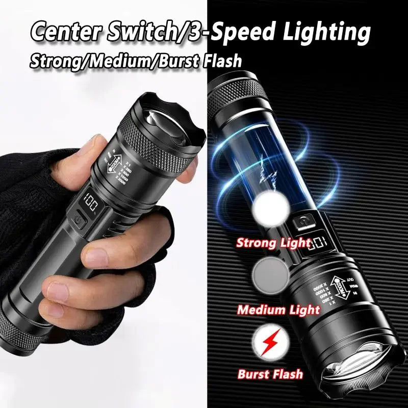 2000LM Ultra Bright P50 LED Flashlight Tactical EDC Emergency Spotlight Telescopic ZoomHandheld Torch w/ 14500/18650 Battery