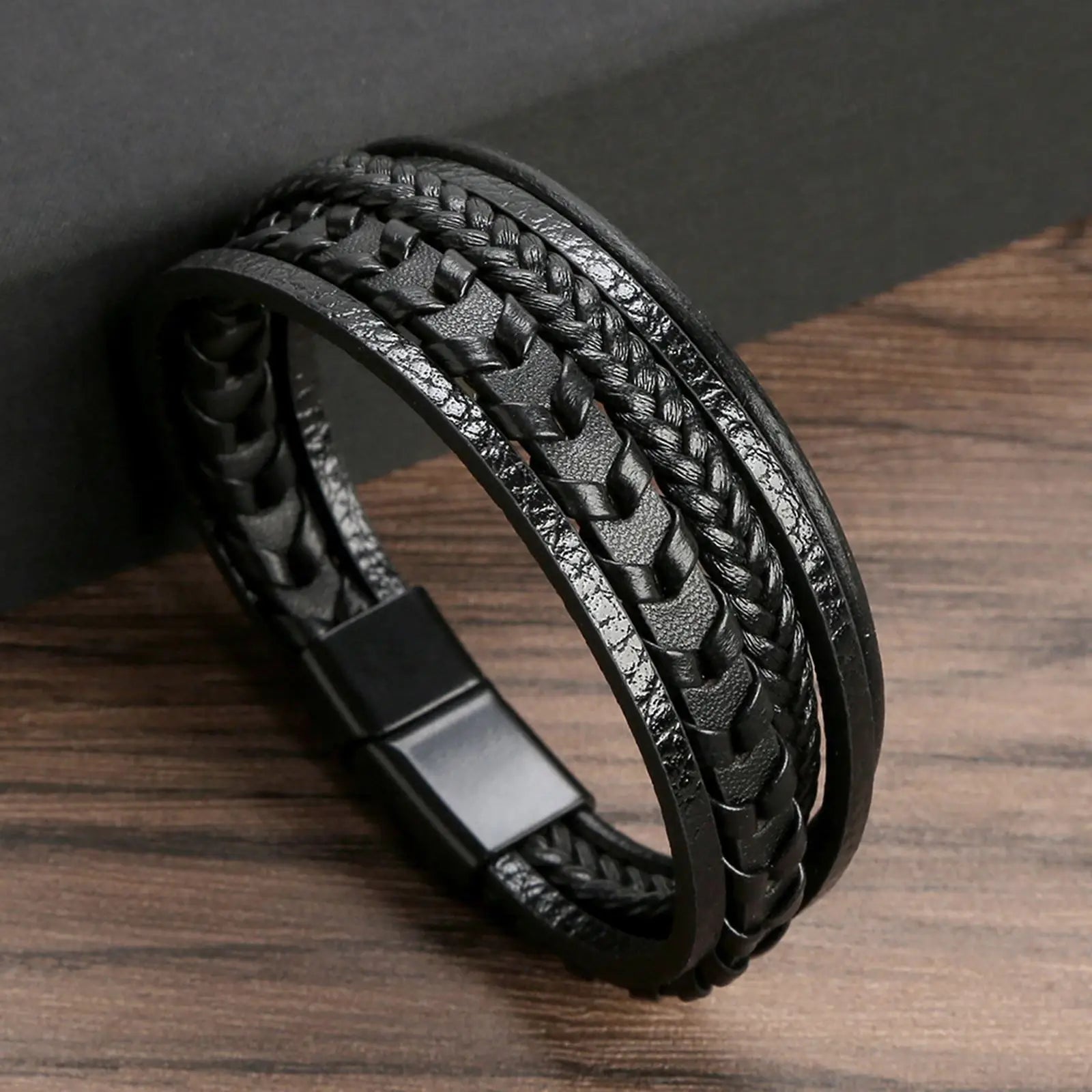 Men’s Beaded Leather Bracele - Jeglowstore