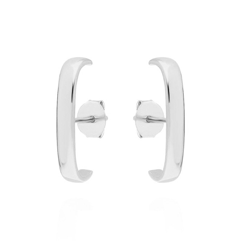 SIPENGJEL Fashion Single Row Crystal Zircon Geometric Stud Earrings for Women Ear Hook Clip Earrings Statement Piercing Jewelry