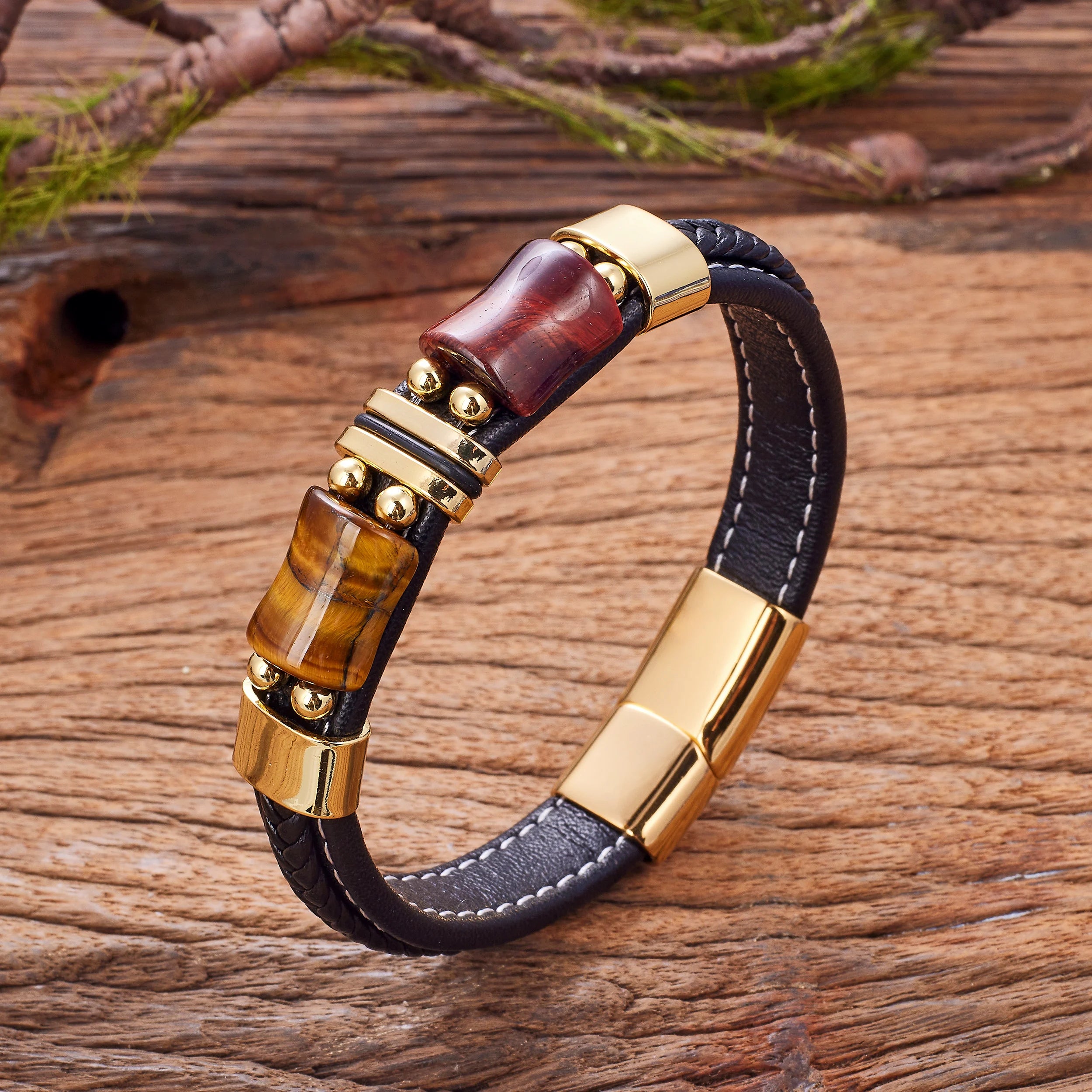 Geometric Tiger Eye Men’s Bracelet - Jeglowstore