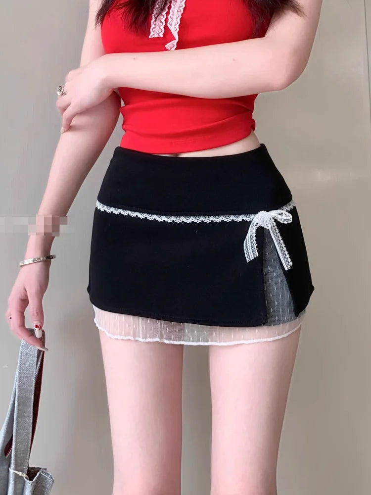 Sweet Lace Patchwork A-Line Mini Skirt - Jeglowstore
