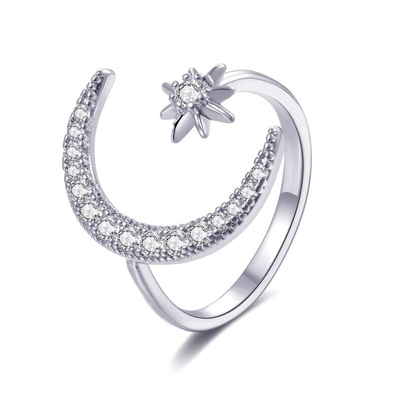 Ekopdee Trendy Silber Farbe Nette Ozean Fisch Meerjungfrau Schwanz Ringe Für Frauen Hochzeit Engagement Kristall Finger Ring Schmuck Party
