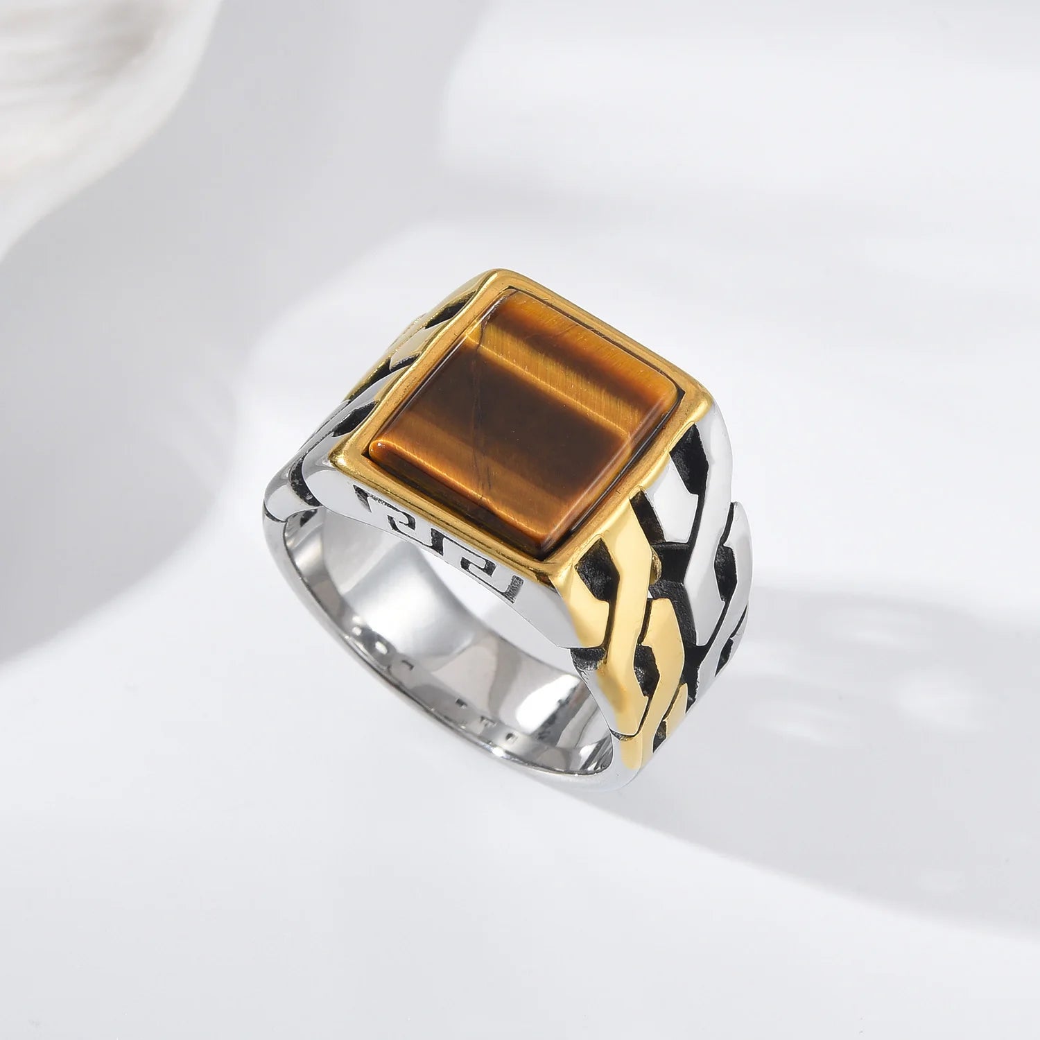 A3506 Gold plating Men's High Quality 316LStainless Steel Onyx Watchband Rings Classic Fashion Trend Jewelry Product - Jeglowstore