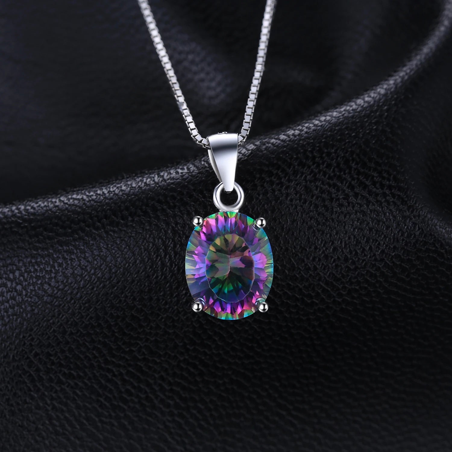 JewelryPalace Rainbow Fire Quartz Silver Pendant - Jeglowstore