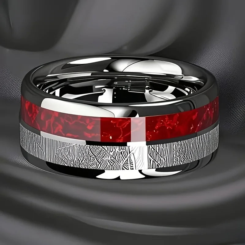 8mm Meteorite Inlay Stainless Steel Ring - Jeglowstore
