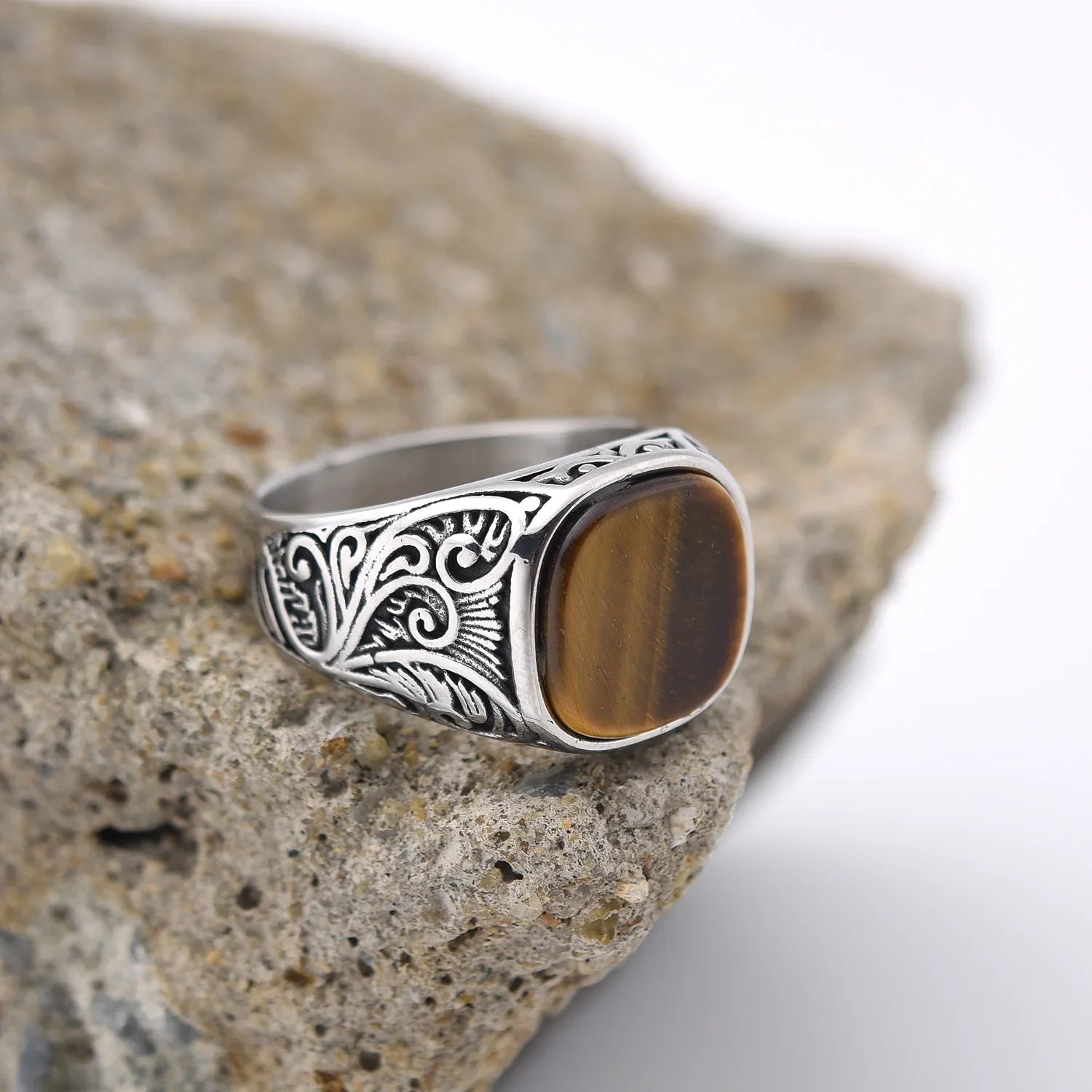 Men’s Multi-Color Stainless Steel Gemstone Ring - Jeglowstore