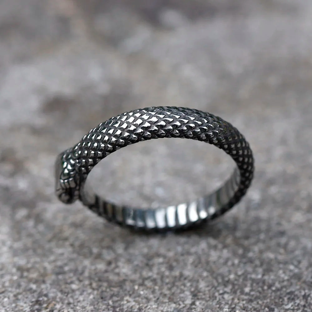 Men’s Viking Snake Head Stainless Steel Ring - Jeglowstore