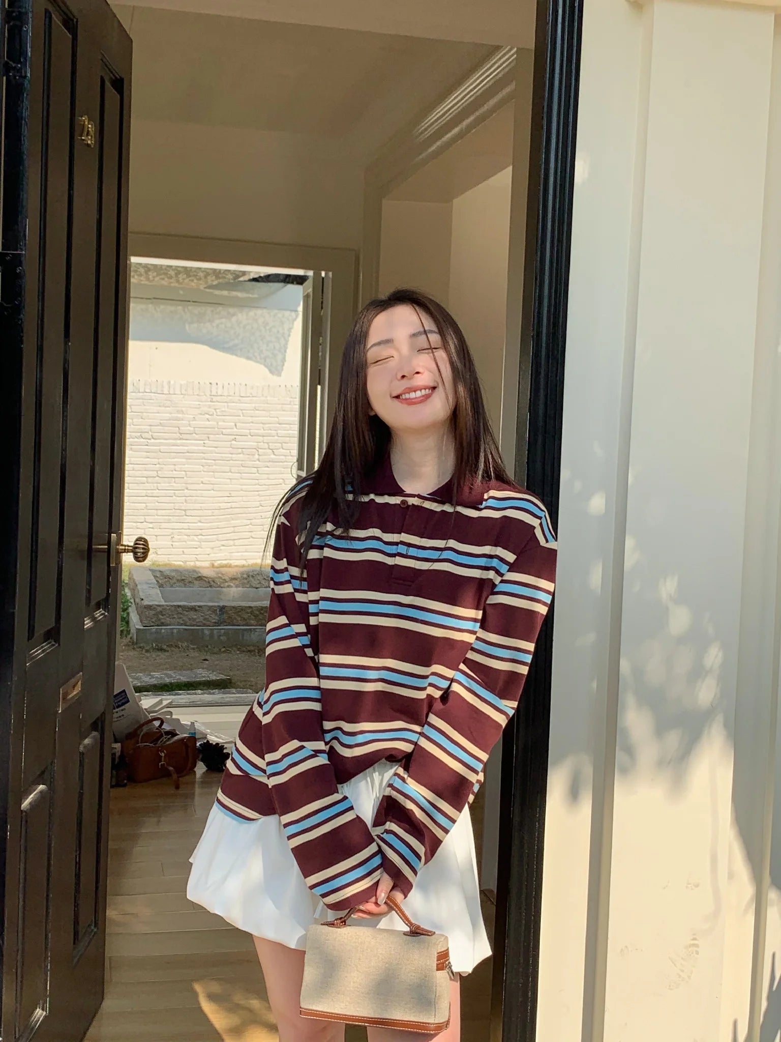 Women’s Green Stripe Polo Shirt