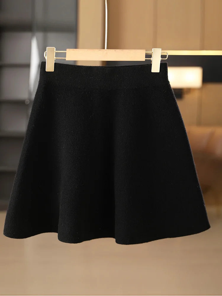 Merino Wool A-Line Mini Skirt