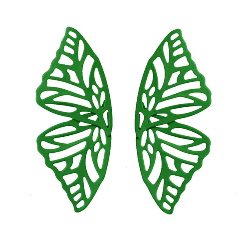 Hot Sale Hollow Big Butterfly Stud Earring for Women Metal Angel Wing Pendant Ear Statement Jewelry Party Christmas Gift