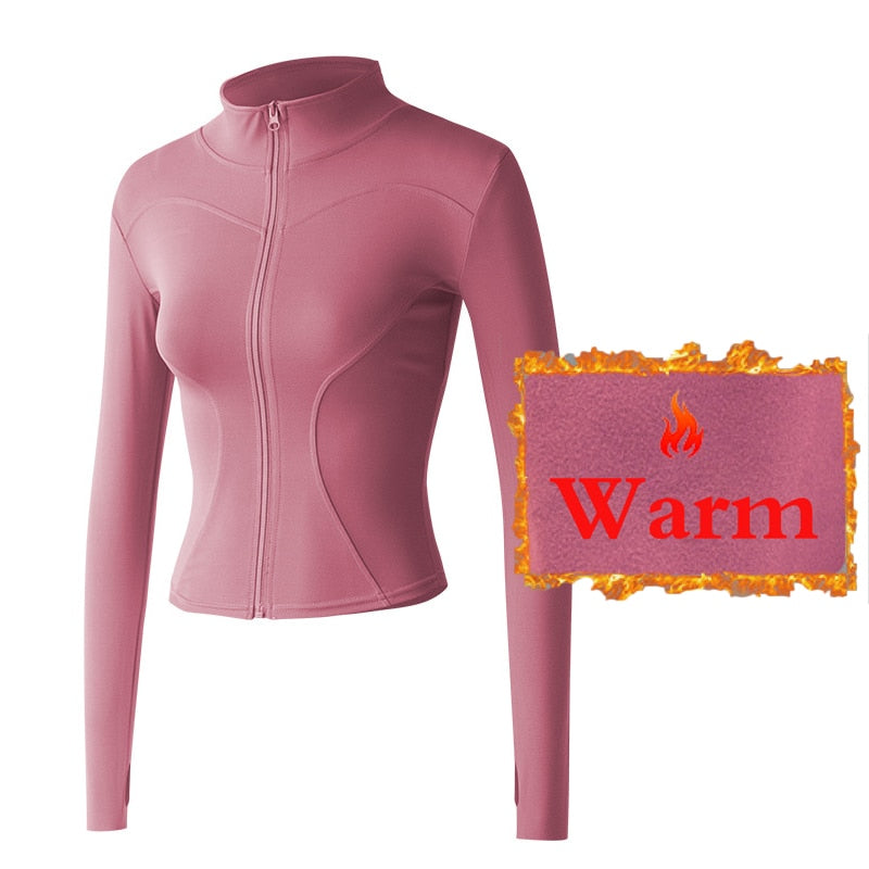 Aiithuug Women's Slim Fit Lightweight Jackets Women's Full Zip-up Yoga Sports Running Jacket with Thumb Holes for Workout