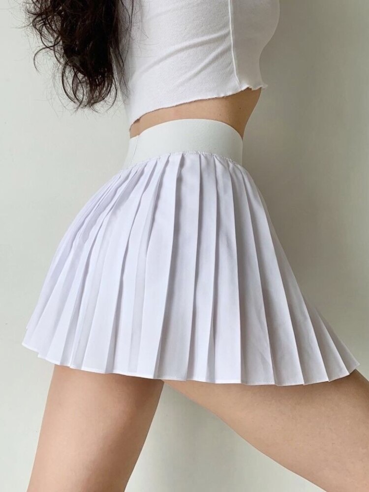Tennis Skirt Ladies Sports Wears Summer Quick Dry Irregular Pleated Mini Skirts Solid Running Skirt Golf Wear Women Gym Clothes - Jeglowstore