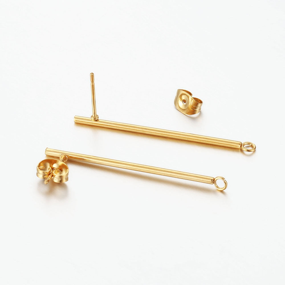 No Fade 10pcs Stainless Steel Ear Studs Earring Post Base Pins with Ear Backs Earplug for Earrings DIY Jewelry Making Components