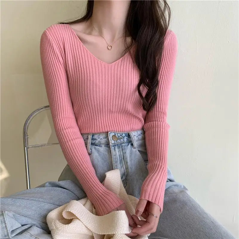 Women’s Solid Color Knit Sweatert - Jeglowstore