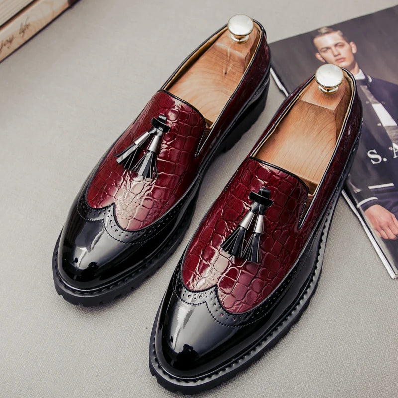 Men’s Business Casual Croc Print Shoes - Jeglowstore