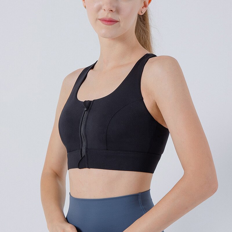 XlwsbcrWomen Yoga Bras Tights Crop Top Sports Vest Front Zipper Plus Shockproof Gym Fitness Athletic Brassiere