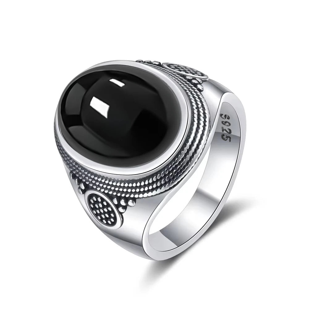 Vintage Black Onyx Sterling Silver Ring - Jeglowstore