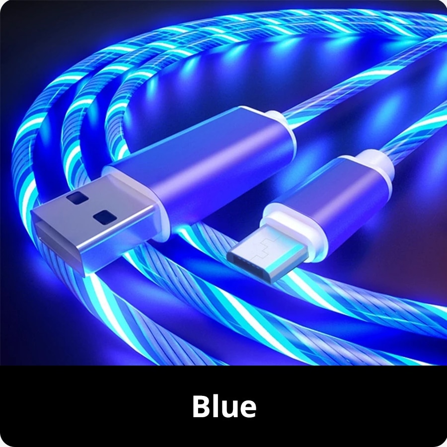 2m Type C Glowing Cable Mobile Phone Charging Cables LED Light Charger For Samsung Xiaomi iPhone Charge Wire Co