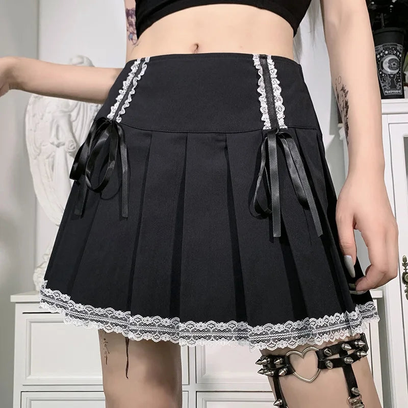 Gothic Lace Ruffle Mini Skirt - Jeglowstore