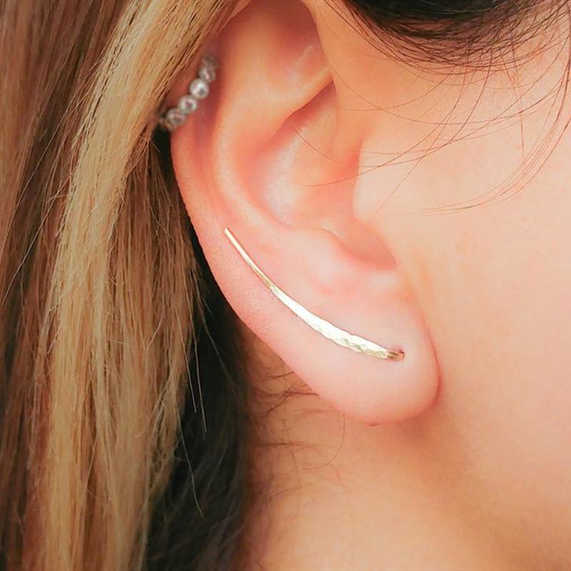 Punk Fashion Arc Shape Charm Stud Earring For Women Men Simple line Ear Climbers Earings Party Wedding Jewelry Pendientes bijoux