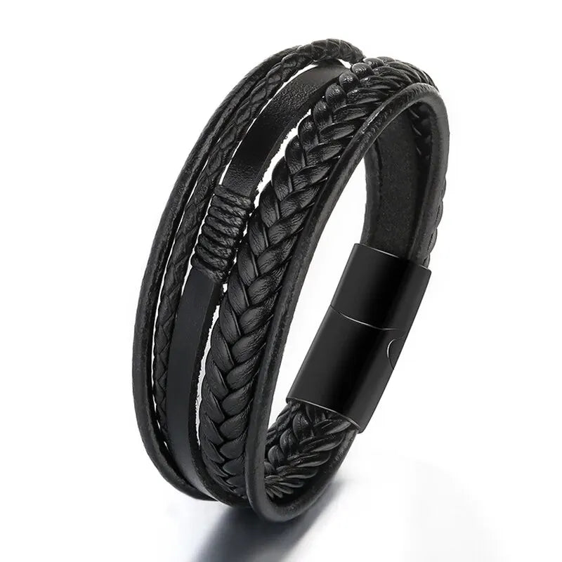 Genuine Leather Braided Men’s Bracelet - Jeglowstore