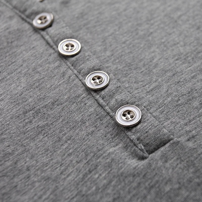 Women’s V-Neck Button Cotton T-Shirt