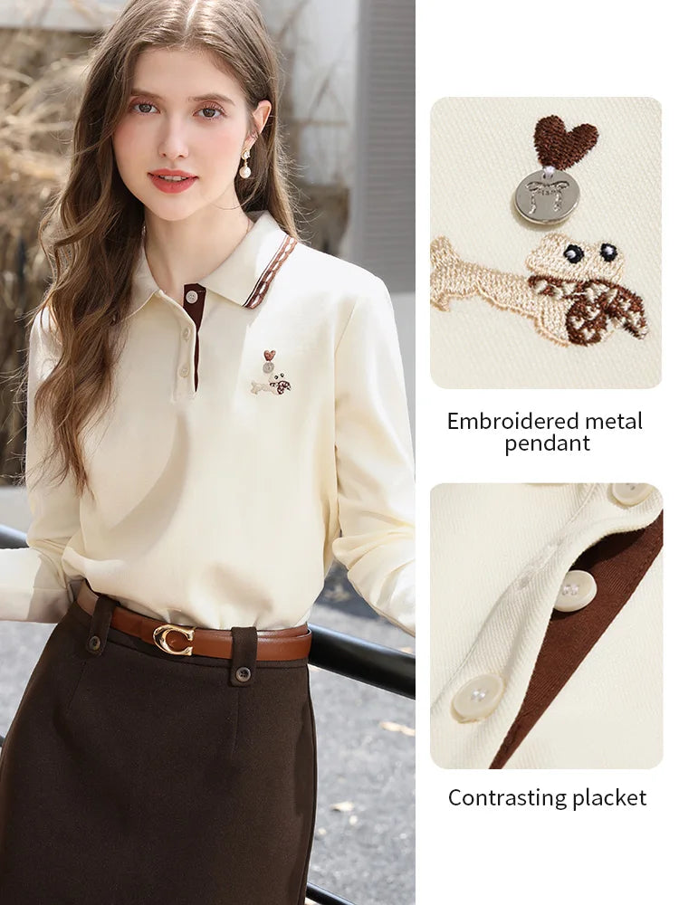 Women’s Contrast Polo Neck T-Shirt