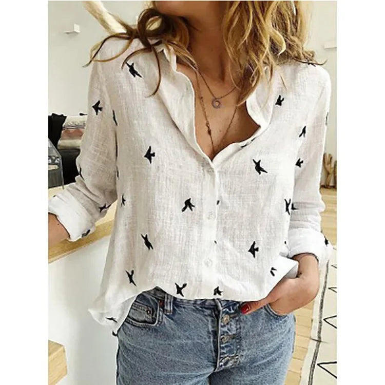 Women’s Spring Autumn Linen Shirt - Jeglowstore