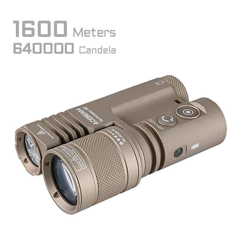 ACEBEAM Terminator M1 LED(Floodlight) & Zoomable LEP(Spotlight) Flashlight 1750 Yards Ultra Long Throw 3500 Lumens Flashlights