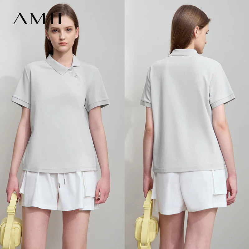 Amii Women’s Asymmetric Polo T-Shirt - Jeglowstore