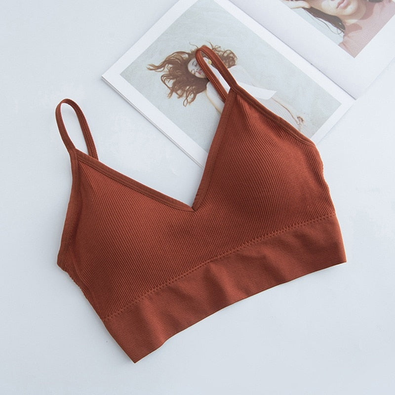 Women Sexy Crop Tops Sports Bra Female Tube Tops Sleeveless Camis Seamless Lingerie Tee Bra Bandeau Crop Top Tanks