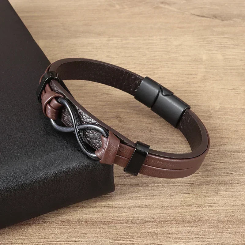 Men’s Handmade Leather Infinity Bracelet - Jeglowstore