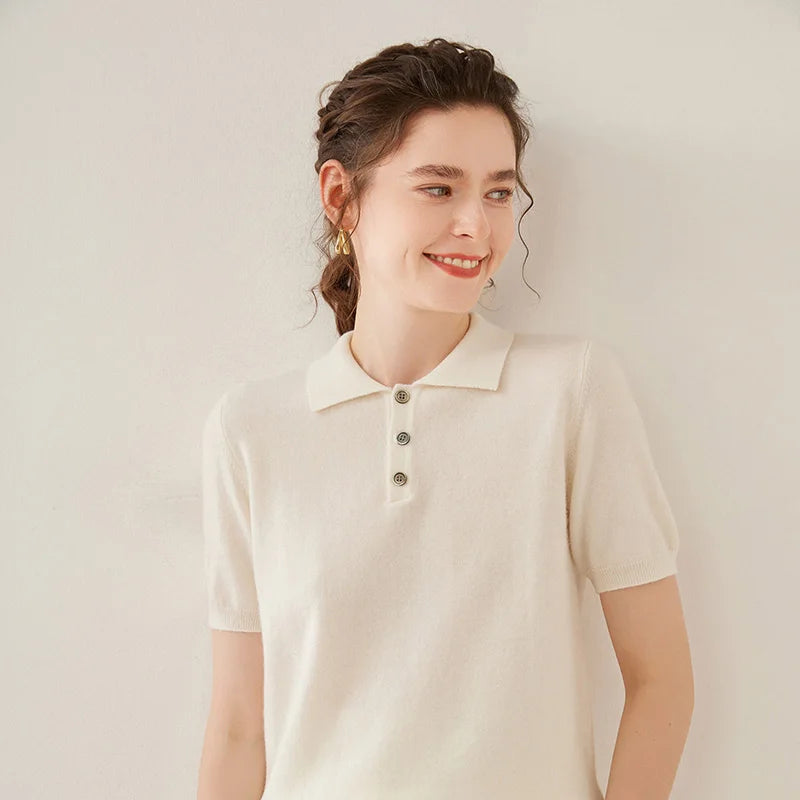 Women’s Cashmere Polo T shirt