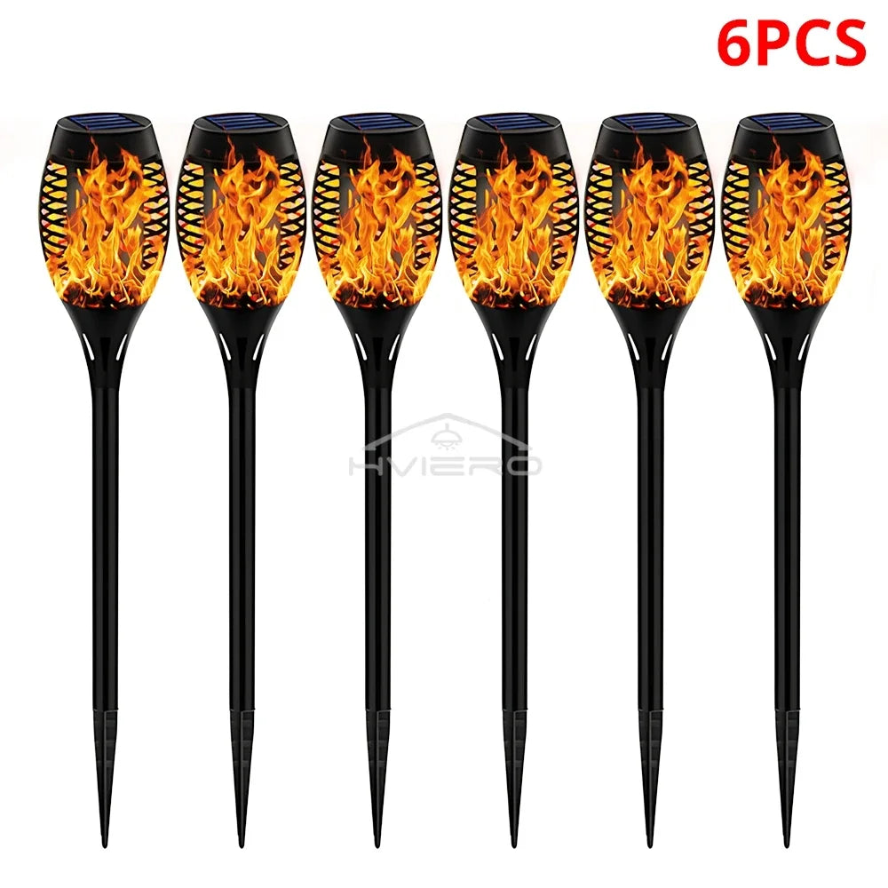 1/2/4/6/8/10/12X Solar Flame Torch Lights 12LED Flickering Waterproof Garden Decoration Outdoor Lawn Path Yard Patio Floor Lamp - Jeglowstore