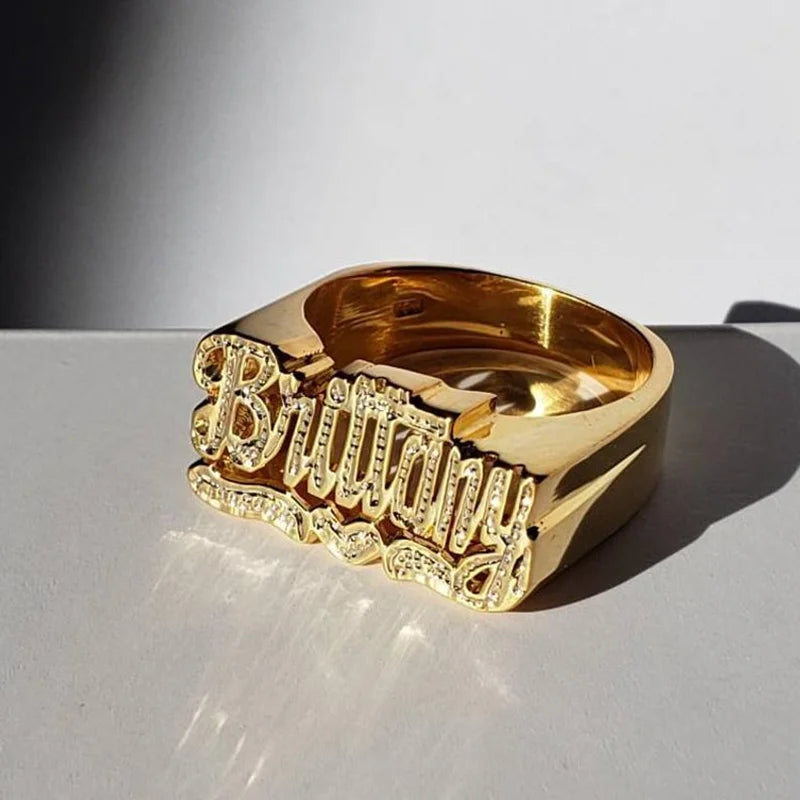Personalized 18K Gold-Plated Name Ring - Jeglowstore