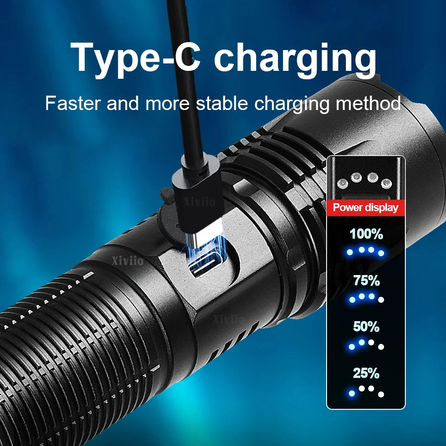 1000000LM Ultra Powerful Handheld Flashlight High Power Rechargeable Torch Long range 3000M Flash Lights Outdoor Camping Lantern - Jeglowstore