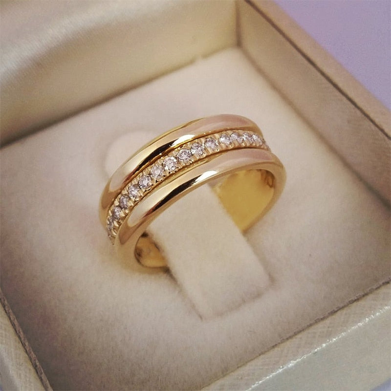 CAOSHI Trendy Female Wedding Bands with Two Tone Design Fashionable Design Engagement Ceremony Accessories Promise Jewelry Gift