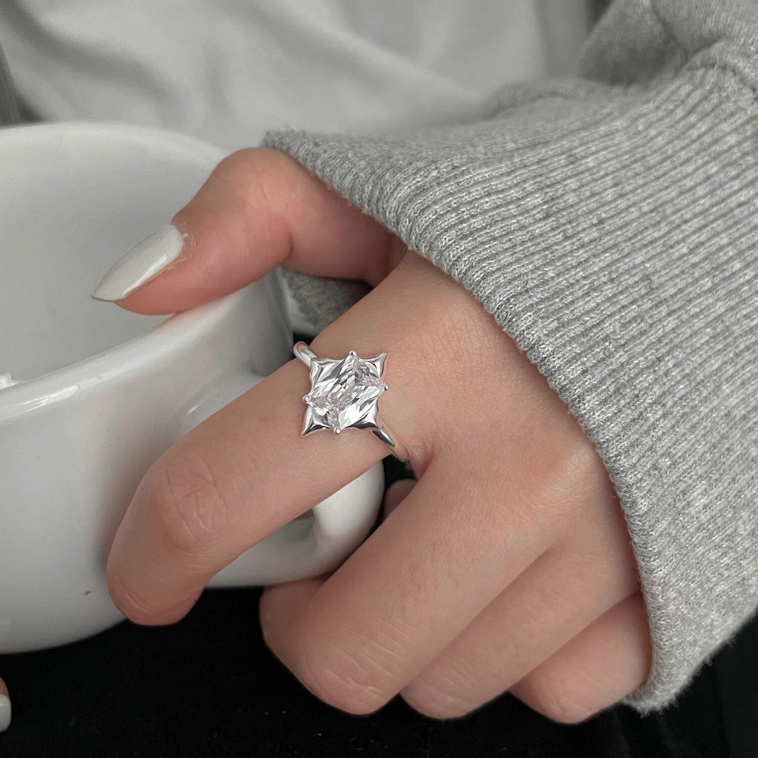 Women's Ring Simple Star Ring Open Mouth Adjustable Awning Send Girlfriend Girlfriends Gift Jewellery Jewellery