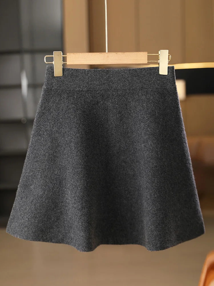 Merino Wool A-Line Mini Skirt