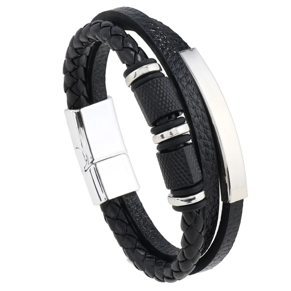 Multilayer Braided Leather Men’s Bracelet - Jeglowstore