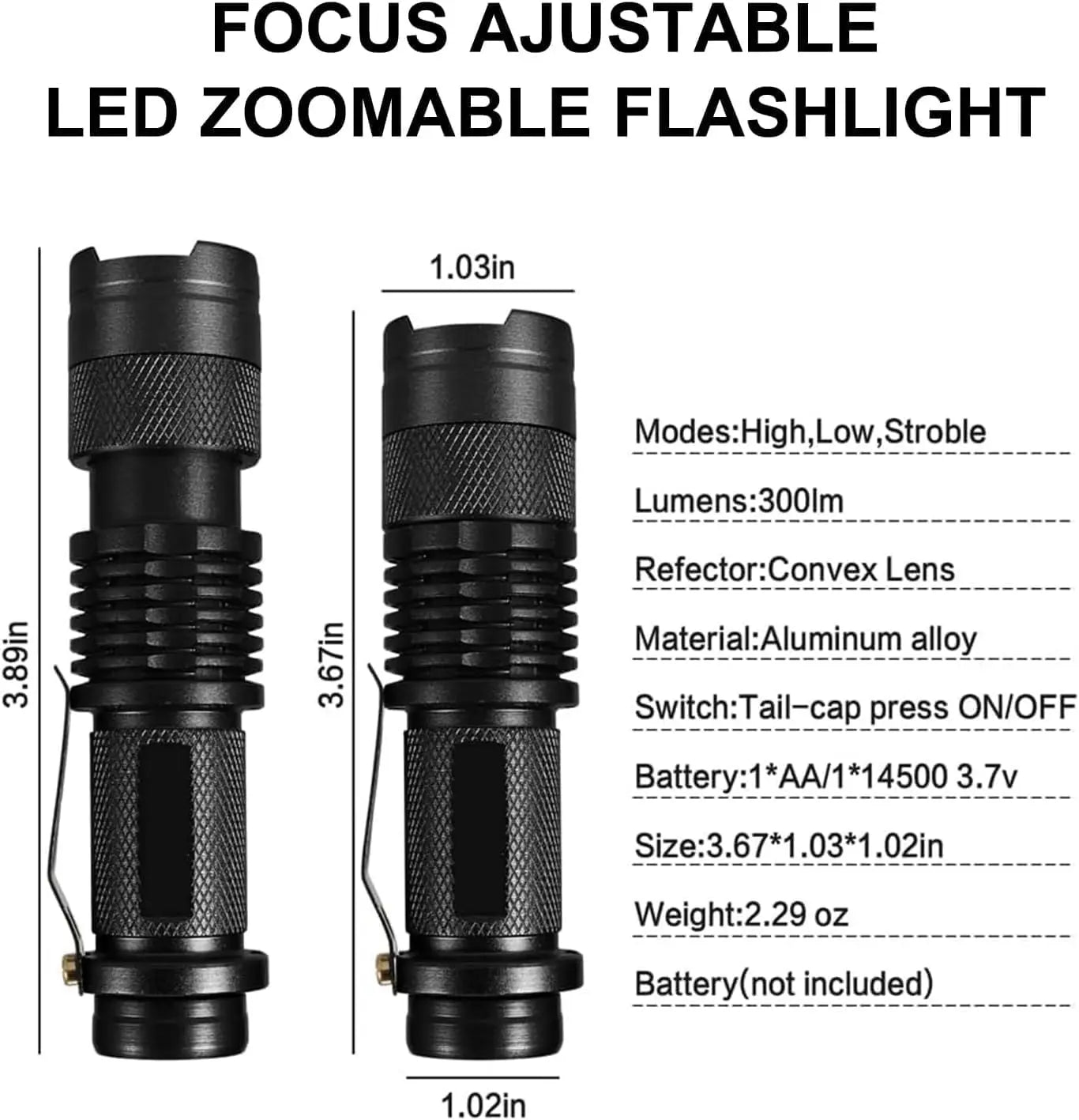 Red Light Torch Adjustable Focus LED Flashlight Super Bright Pocket Size Lightweight Small Torch for Power Cut Emergency Outdoor - Jeglowstore