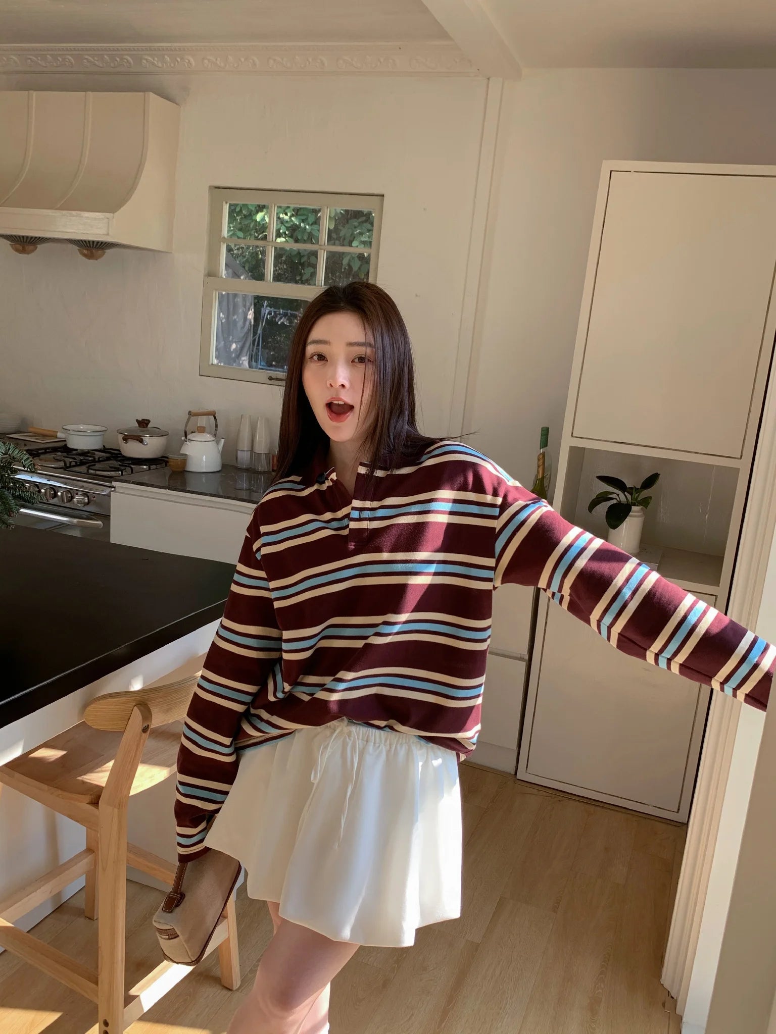 Women’s Green Stripe Polo Shirt